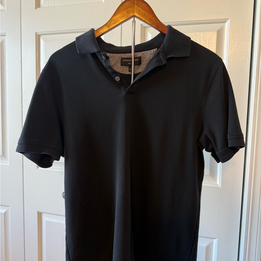 Banana Republic Black Short-Sleeve Polo
